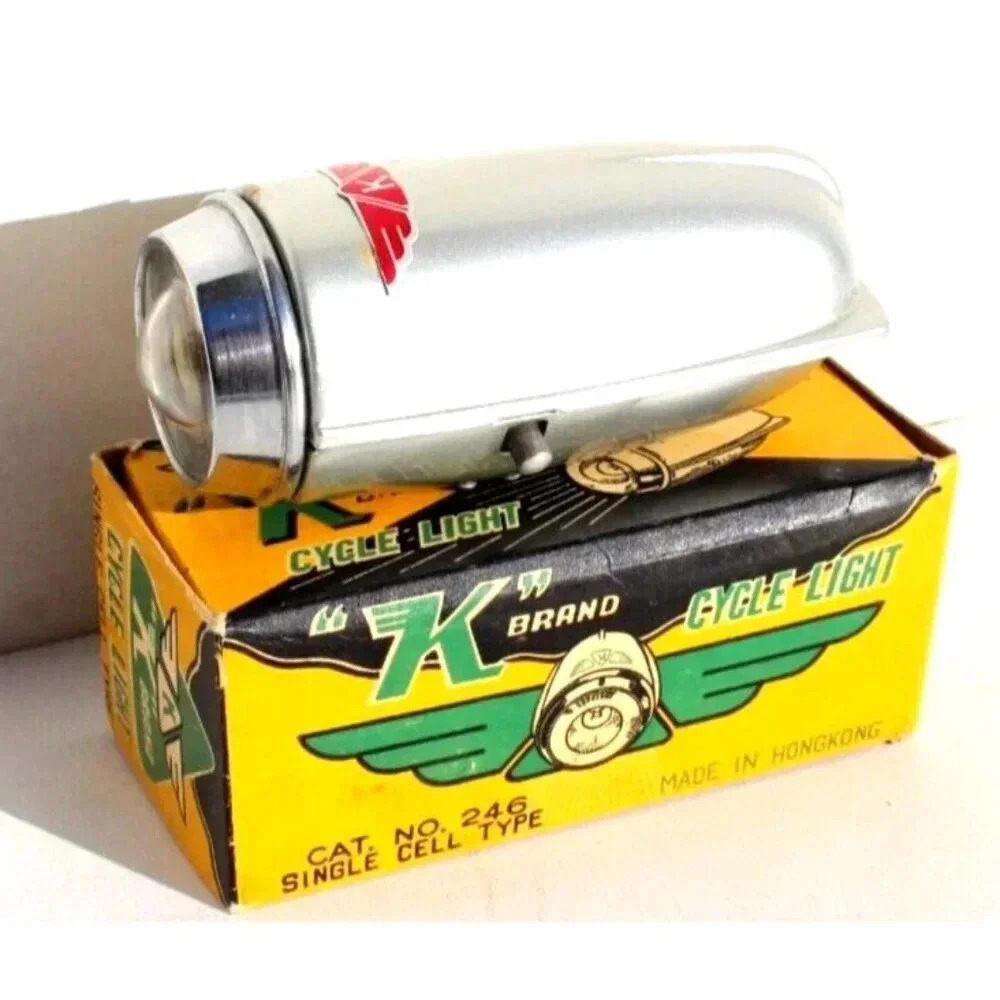 VTG 1950s K Brand Bicycle Cycle Light Single Cell Type - Made In Hong Kong NOS